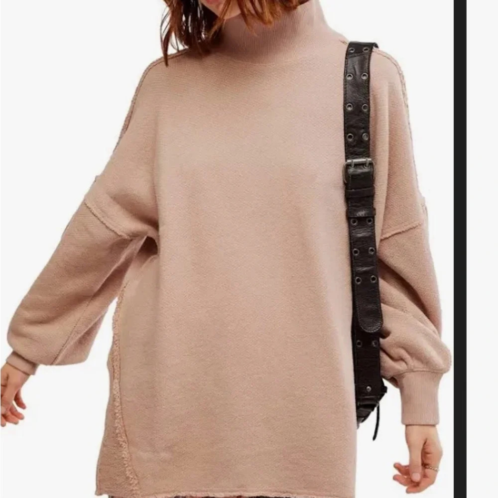 Free People Wonderful Turtleneck Pullover Sweater.  Size L.  Winter Bloom. Pink.